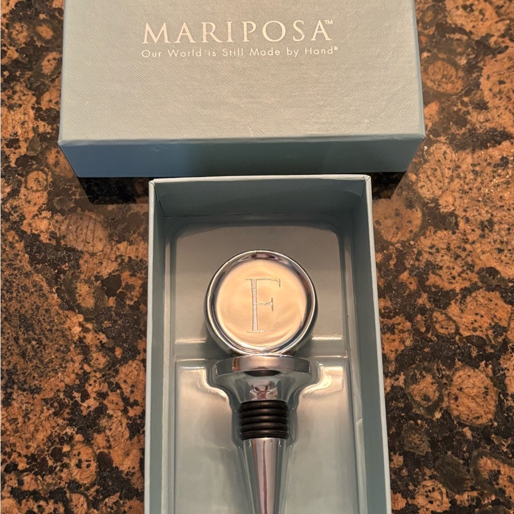Mariposa “F” Silver Wine Stopper